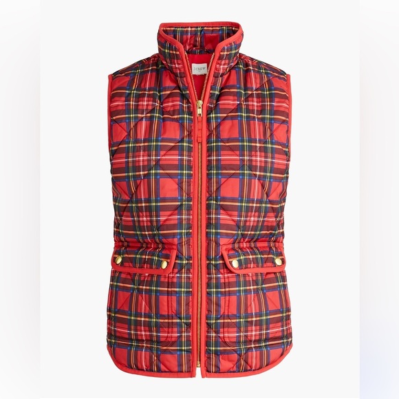 J.crew Tartan Puffer Vest With Snap Pockets For Women - Picture 1 of 5